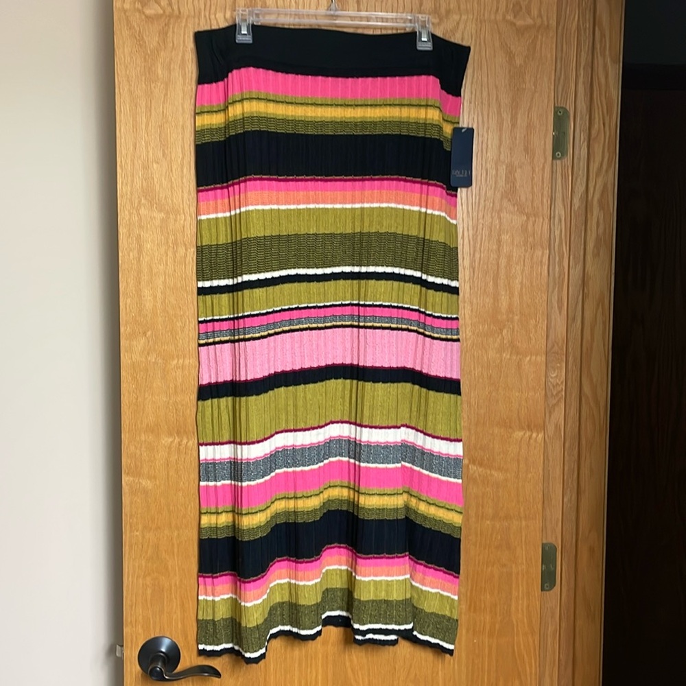 Rachel Roy, 1X, sweater knit skirt, Okra Stripe